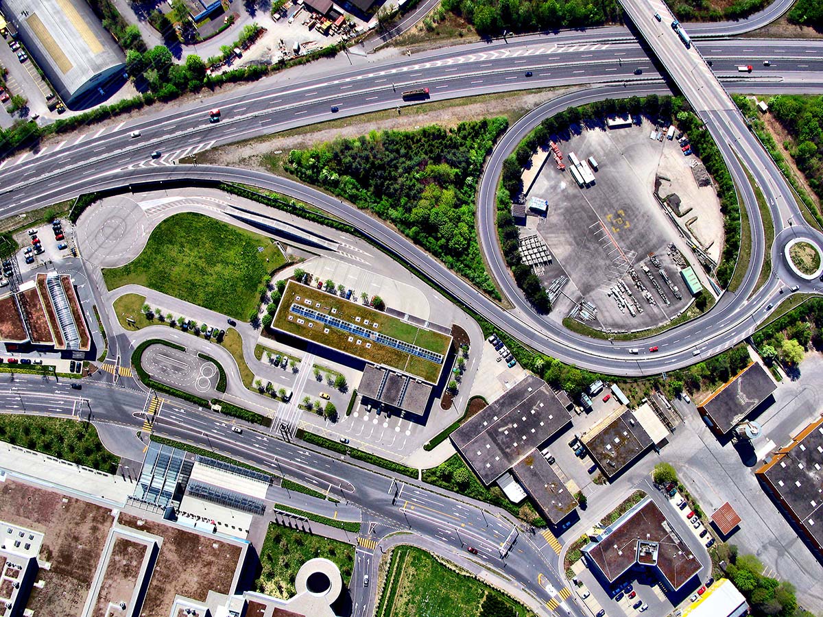 aerial view of a highway